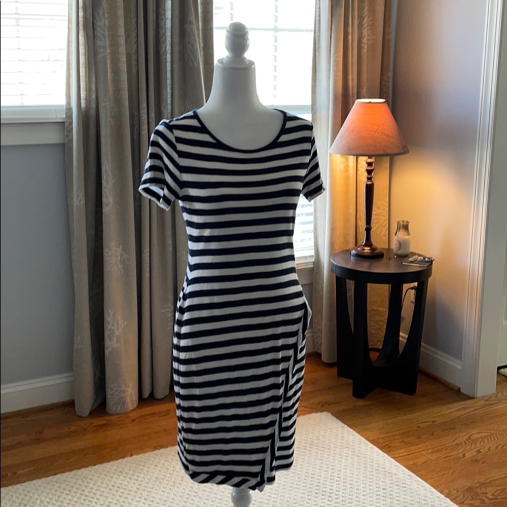 Striped T-Shirt faux wrap dress